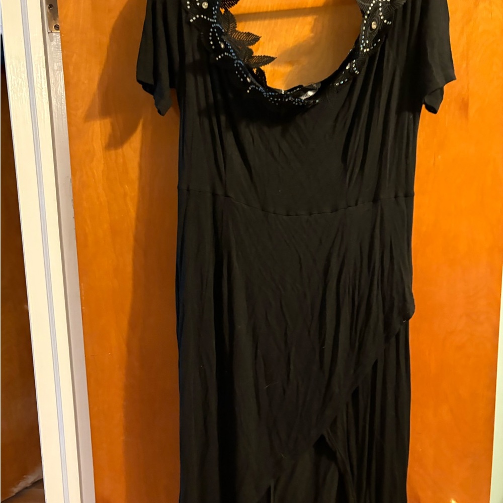 Black and Gold Sequin Embellished Midi Sundress